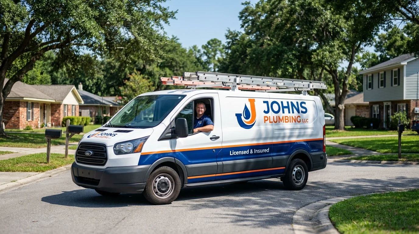 Johns Plumbing LLC service van in Cornwall, NY