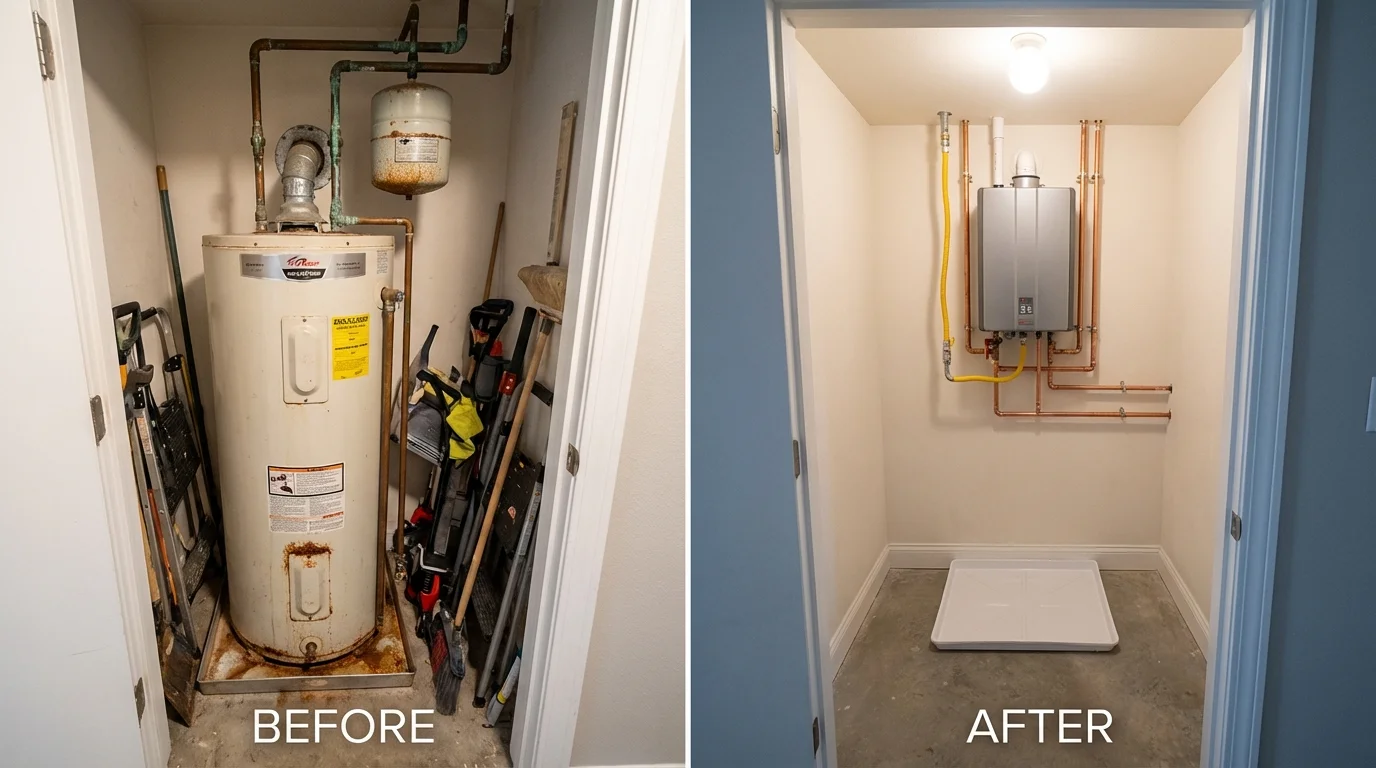 Tank water heater versus wall-mounted tankless unit comparison for Cornwall, NY homeowners